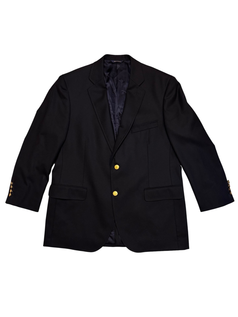 Brooks Brothers Navy 100% Wool Blazer Gold-Tone Buttons Size 44R? READ
